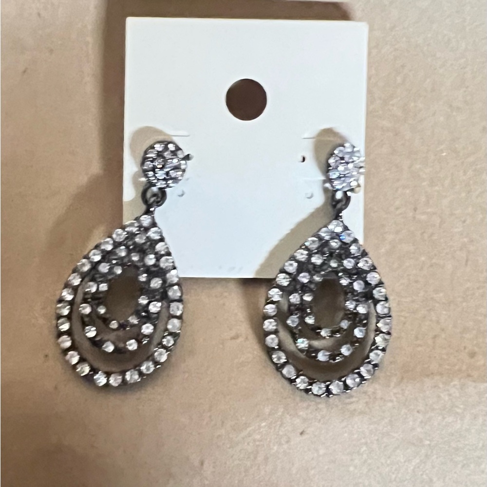 Sparkling Silver Crystal Drop Earrings